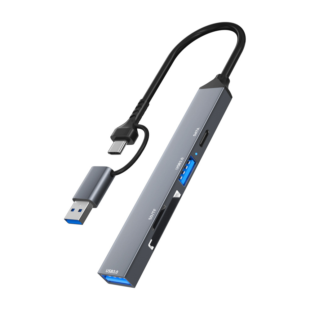 Picture of Type-c/USB multi-function docking station USB3.0 interface one-to-three card reader SD/TF HUB HUB