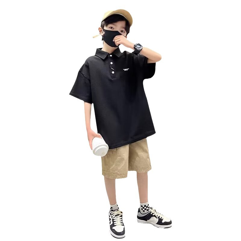 Picture of Boys T-shirt polo shirt summer 2024 new big boys summer coat children summer white clothes T