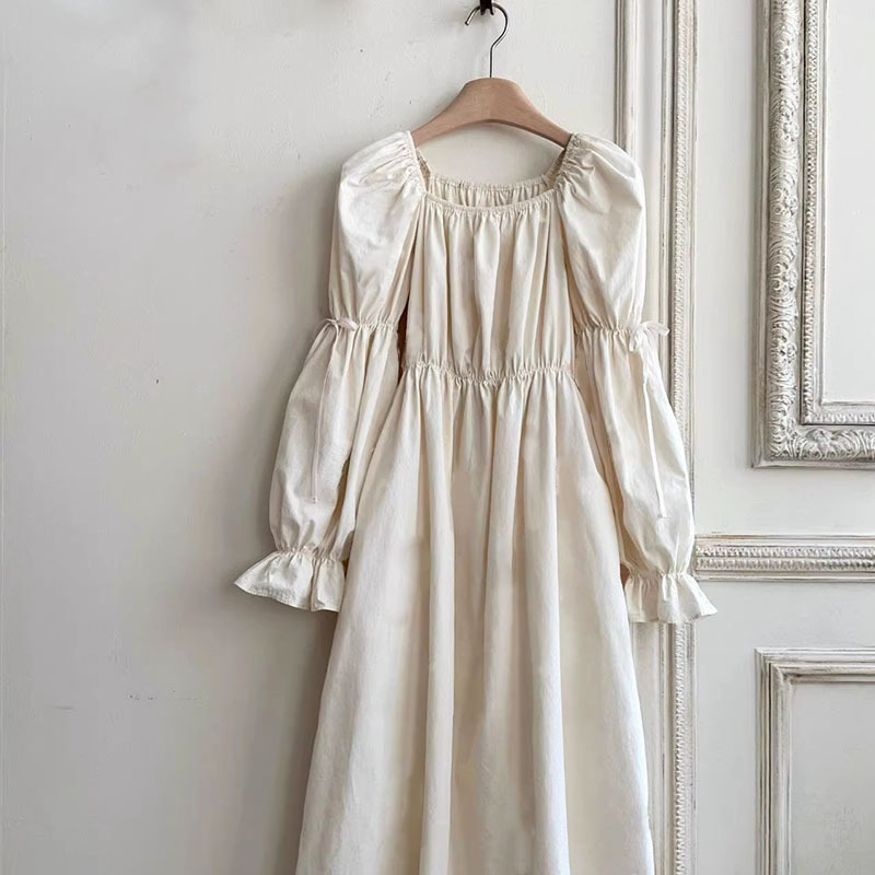 Picture of 2024 Children's Wear Korean Style Spring Wear dress Style Solid Color Elegant Puff Sleeve Girl's Princess Doll Dress
