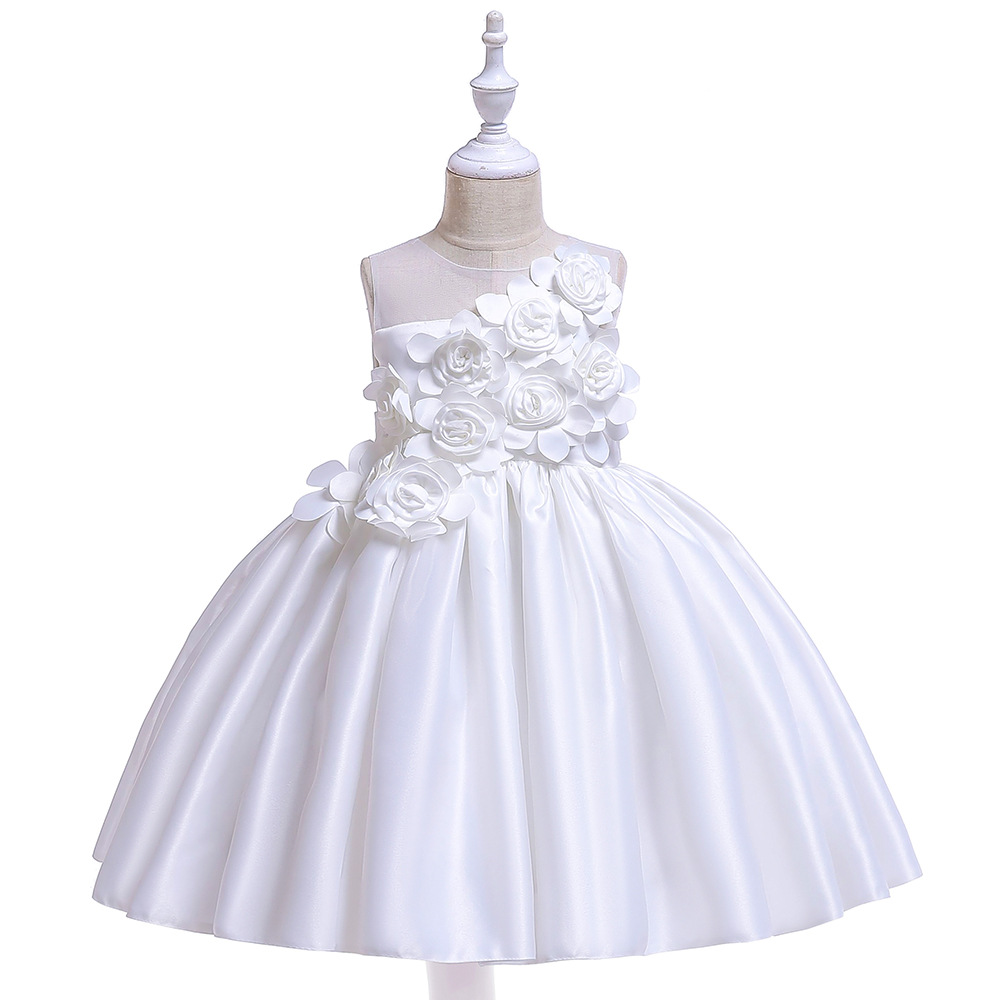 Picture of Amazon Wish Princess Dress Girls Stereo Silks and Satins Flower Wedding Dress Stage Performance Puffy Dress