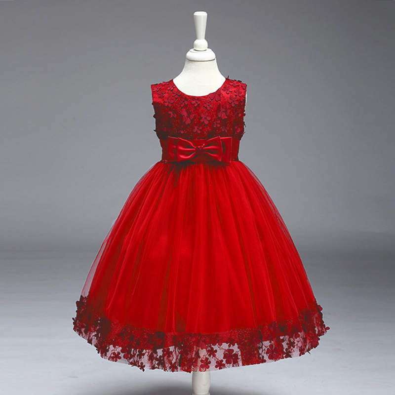 Foreign Trade European and American New Mesh Party Birthday Girl Dress Ebay Flower Girl Performance Princess Dress Dress Wholesale