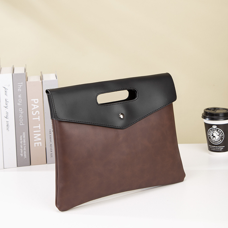 Picture of 2025 New Men's Handbag Crazy Horse Leather Men's Clutch Bag Trendy Clutch File Bag Contrast Color Bag File Bag