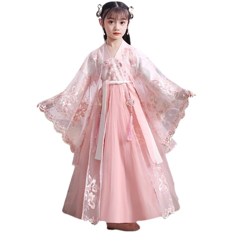 Hanfu Girl's Spring and Autumn Ancient Costume Chinese Style New Children's Costume Autumn Costume Ancient Style Spring and Autumn Super Immortal Girl's Tang Suit Spring Style