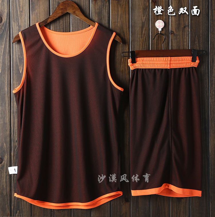 Picture of Single-layer double-sided basketball uniform suit men's and women's fixed printing breathable children's basketball uniform competition training team uniform printing number