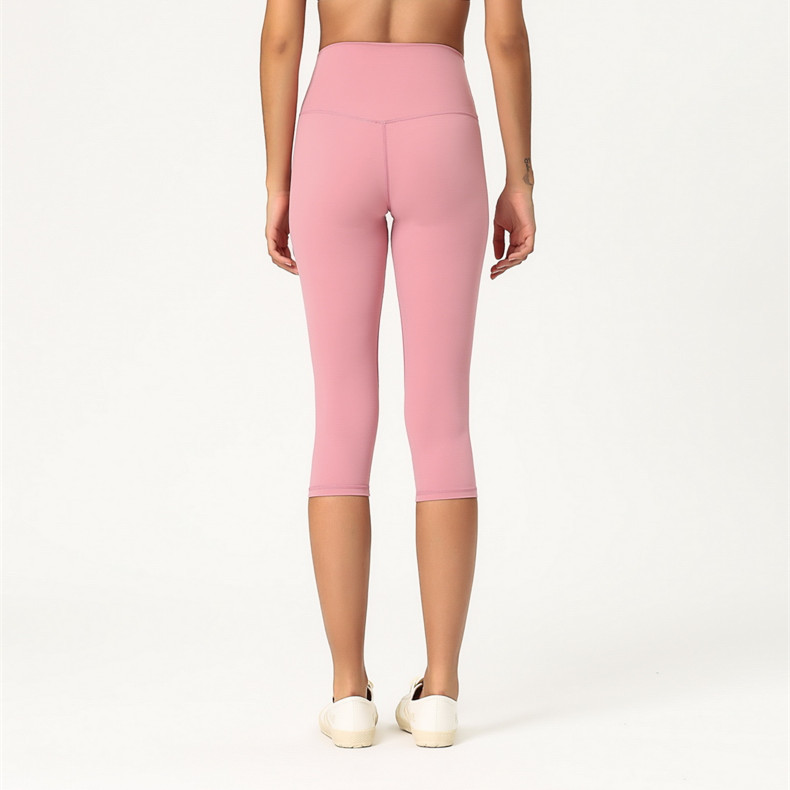 Picture of Amazon New Yoga Pants Women's Double Scrub Naked Capri Pants High Waist Tight European and American Comfortable Breathable