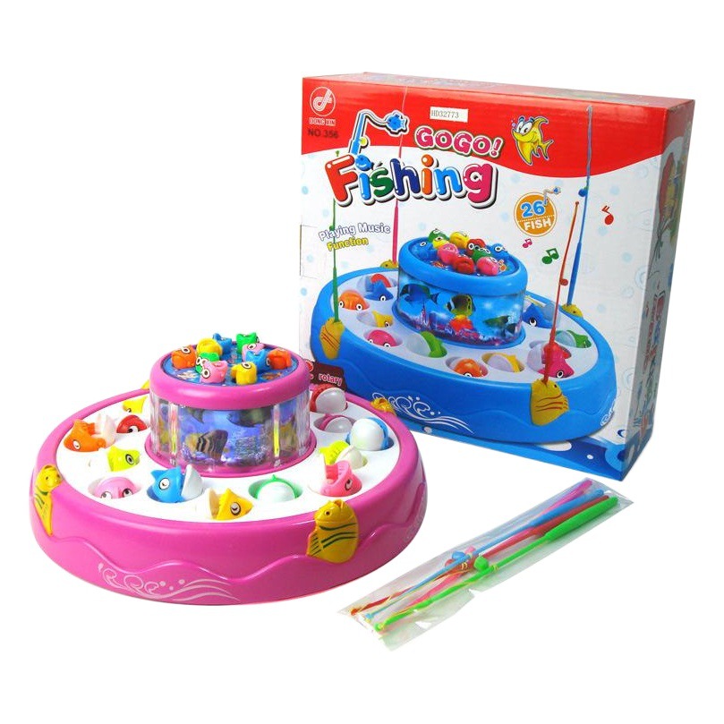 Play house electric toy double-layer fishing magnetic light music electric fishing plate suit early education puzzle