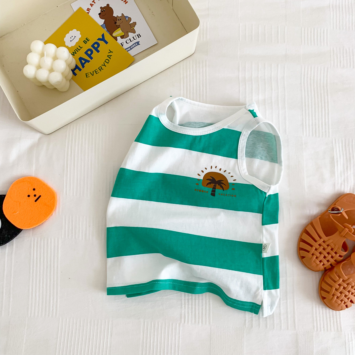 Picture of [Clearance style no refund or exchange] South Korea children's clothing summer striped printed vest top boys and girls sleeveless top