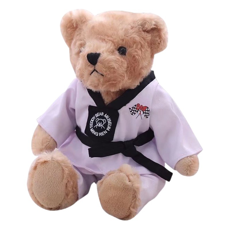 Wholesale taekwondo bear doll plush toy teddy bear Doll Doll martial arts hall gift can do LOGO