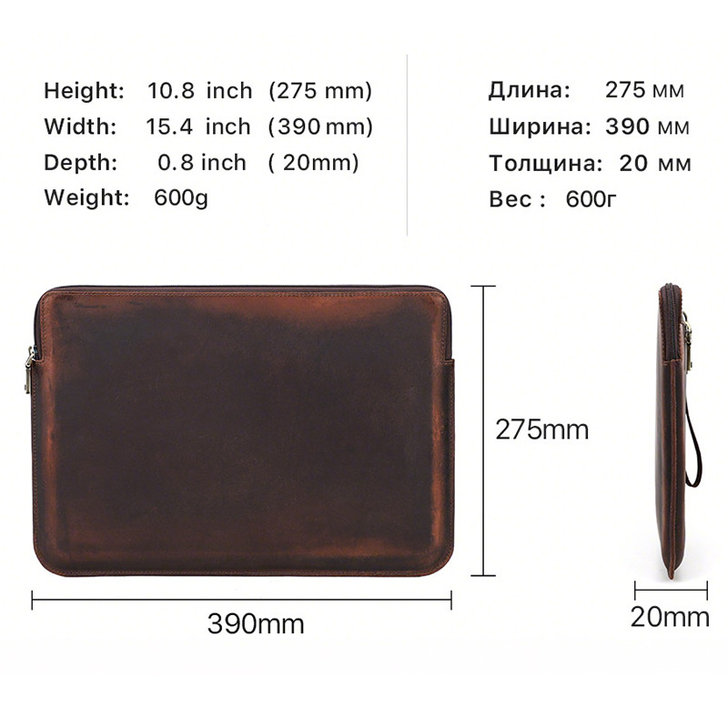 Picture of Suitable for macbookpro15 Leather Protective Case with Wrist Zipper Apple Laptop Inner Bag