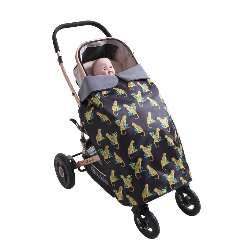 Picture of Autumn and Winter Baby Stroller Windshield Cover Blanket Strap Waist Stool Weatherproof Baby Blanket Thickened Warm Fleece