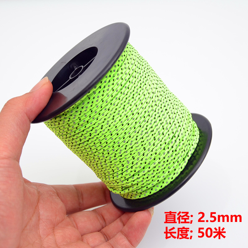 Picture of Outdoor camping tent reflective rope 2.5mm fixed drawstring Sky Screen nail windproof rope storage rope 50m