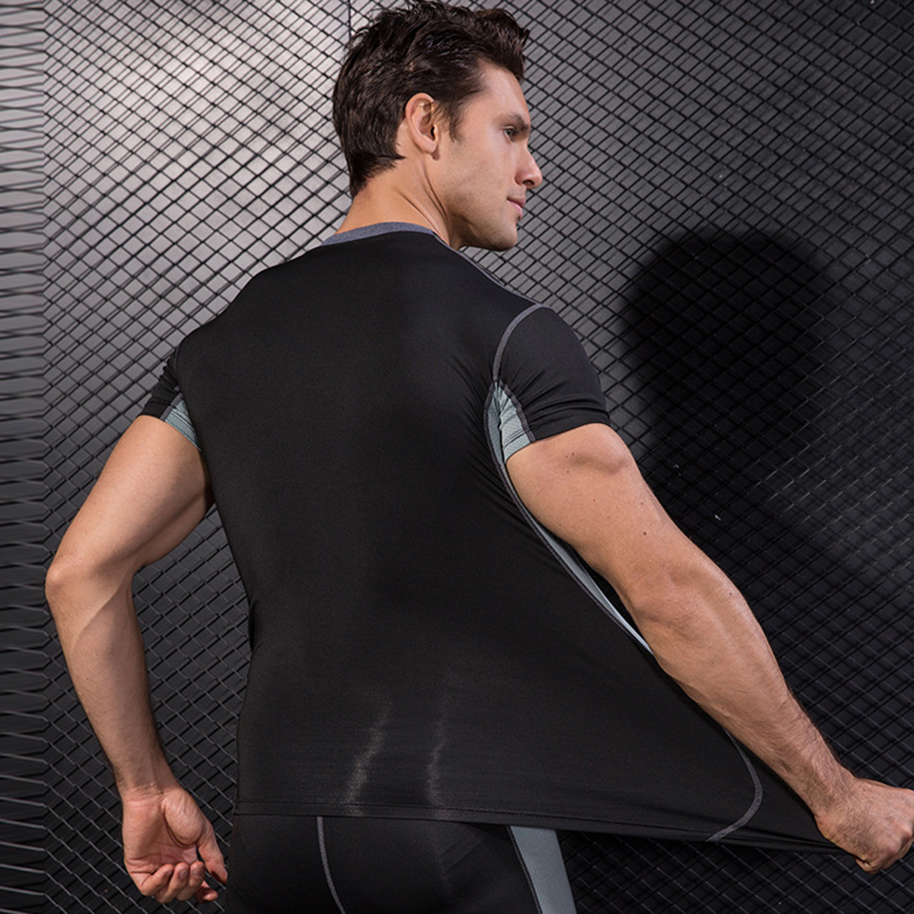 Picture of Men's PRO Sports Fitness Clothing Training Short-sleeved Gym Running AliExpress Quick-drying Tights Mesh T-shirt