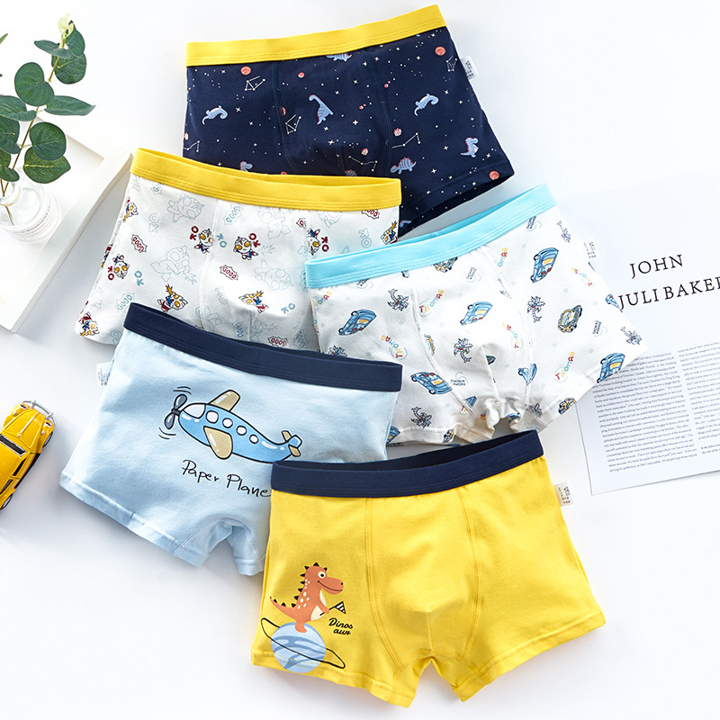 Picture of Children's Cotton Underwear, Boys' Boxer Briefs, Cotton Baby Boys, Middle and Large Kidsren's Boxer Briefs, 12 Shorts, 15 Years Old