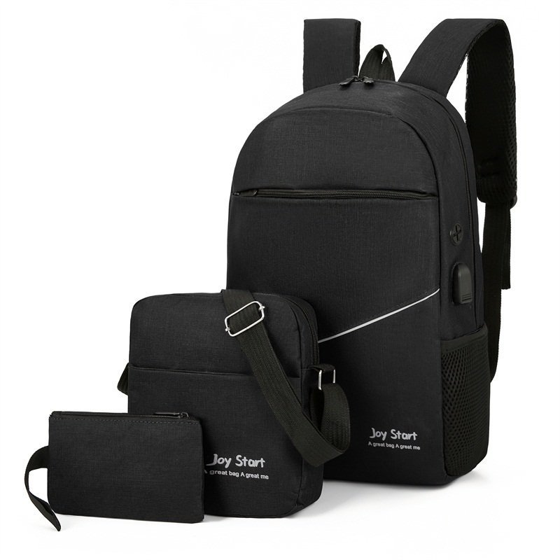 Picture of Backpack Men's Large Capacity 15.6-inch Computer Bag Business Backpack Three-piece Set Junior High School Student Schoolbag Women's Cross-Border