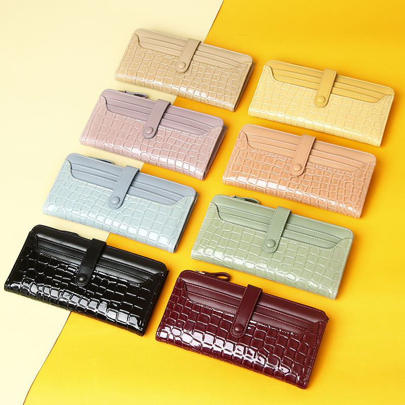 Picture of Cross-Border New Wallet Crocodile Pattern Zipper Multi-Card Slot Solid Color Simple Wallet Long High-End Large-Capacity Wallet