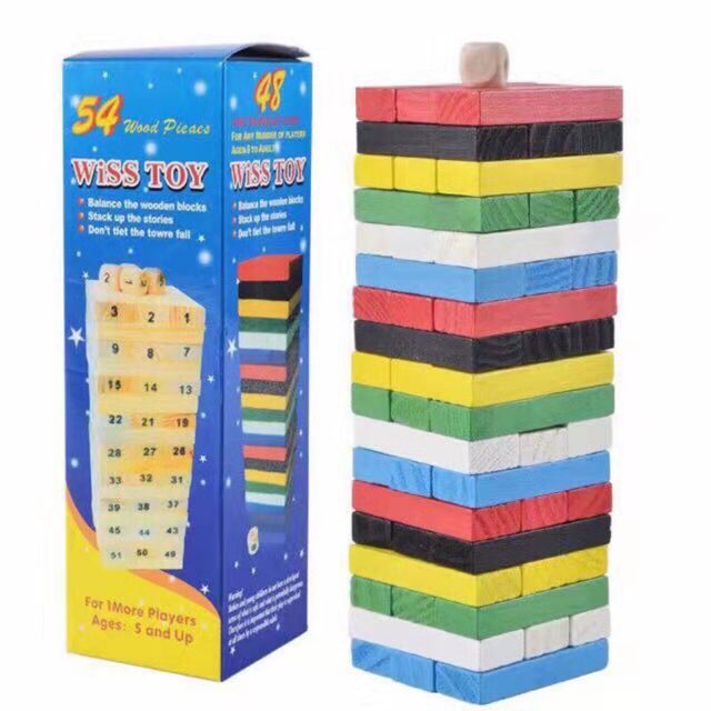 Picture of 54 Pack Color Children's Stacked High Building Blocks Assembled Large Digital Layered Suction Wooden Toy