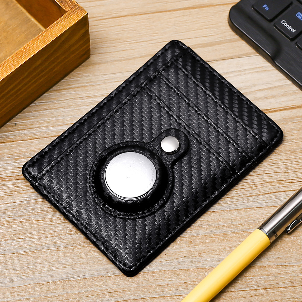 Picture of Hot selling cross-border short men's wallet carbon fiber pattern magnetic buckle card holder airtag tracker multi-function card holder