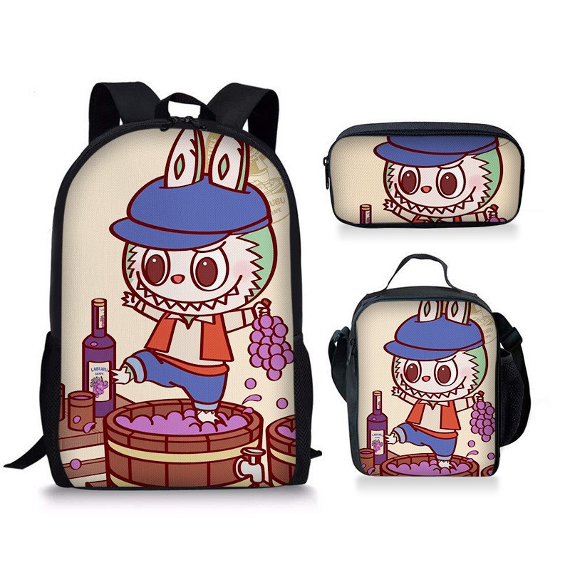 Picture of New Labubu Labubu three-piece meal bag pencil case student baby shoulder bag Amazon cute all-match portable
