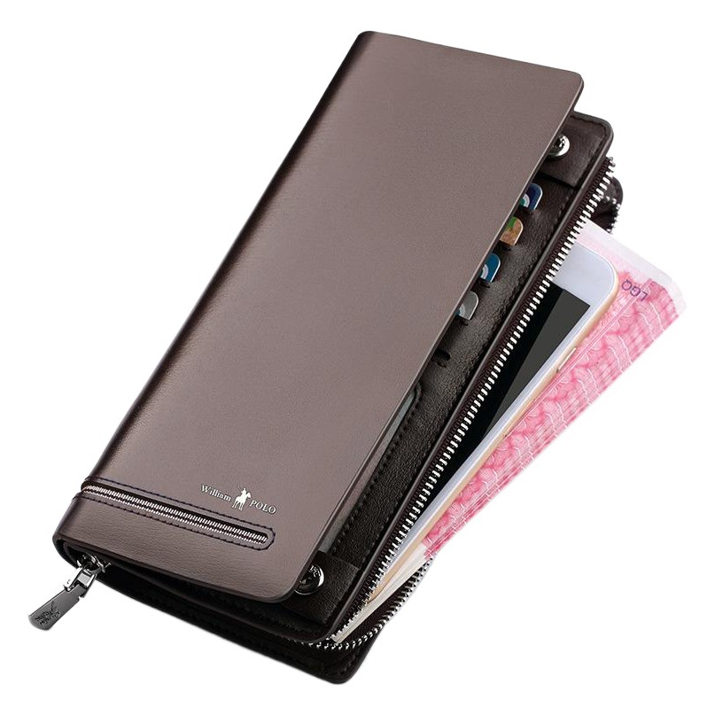 King Paul Wallet Men's Long Wallet Zipper Multifunctional Mid-length Leather Wallet Anti-theft Brush Wallet