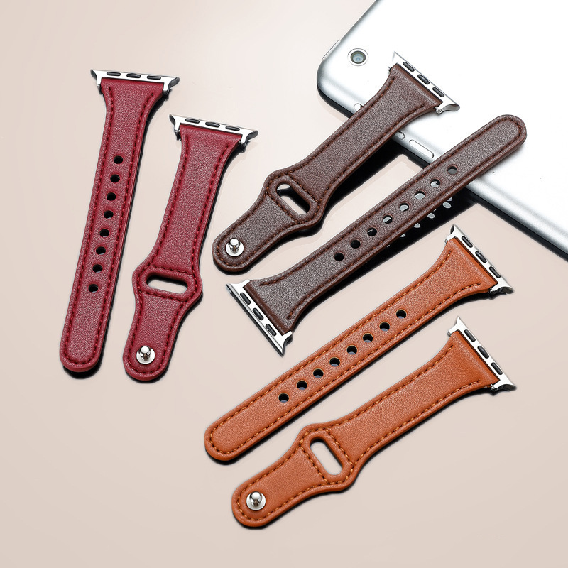 iwatch12345678 Generation Apple Rivet Buckle Sport Watch Strap Small Waist Slim-fit Cowhide Strap