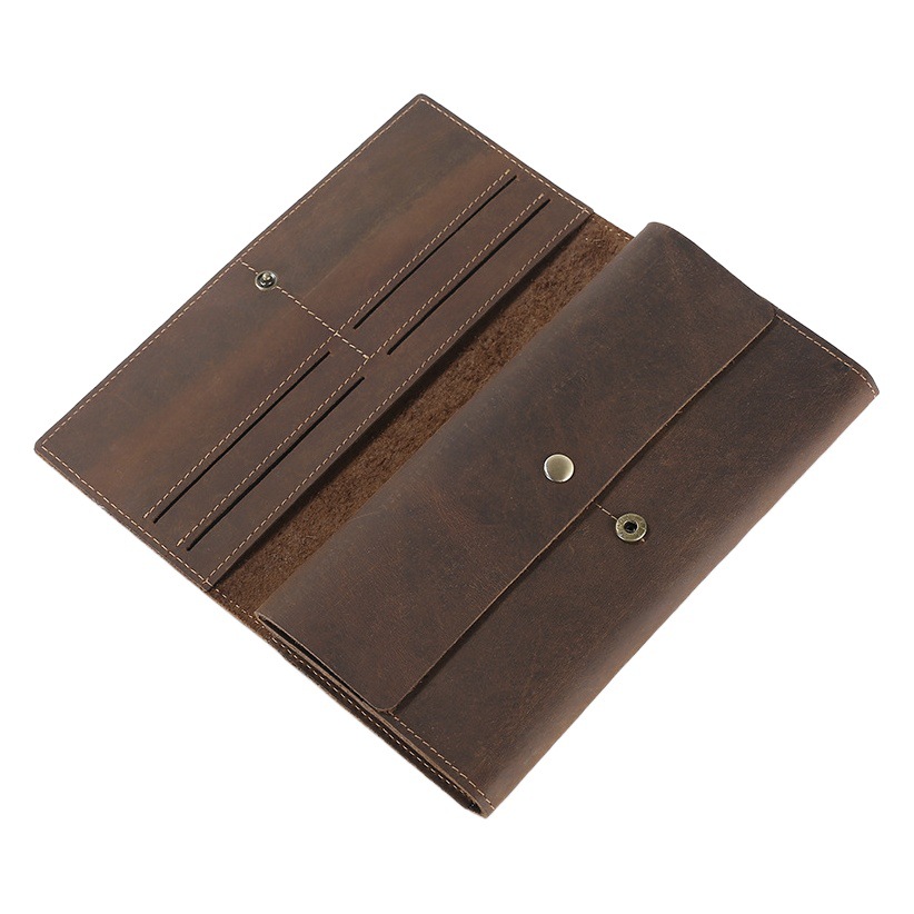 Wholesale multi-functional tri-fold wallet men's genuine leather vintage clutch explosive large capacity crazy horse leather long wallet