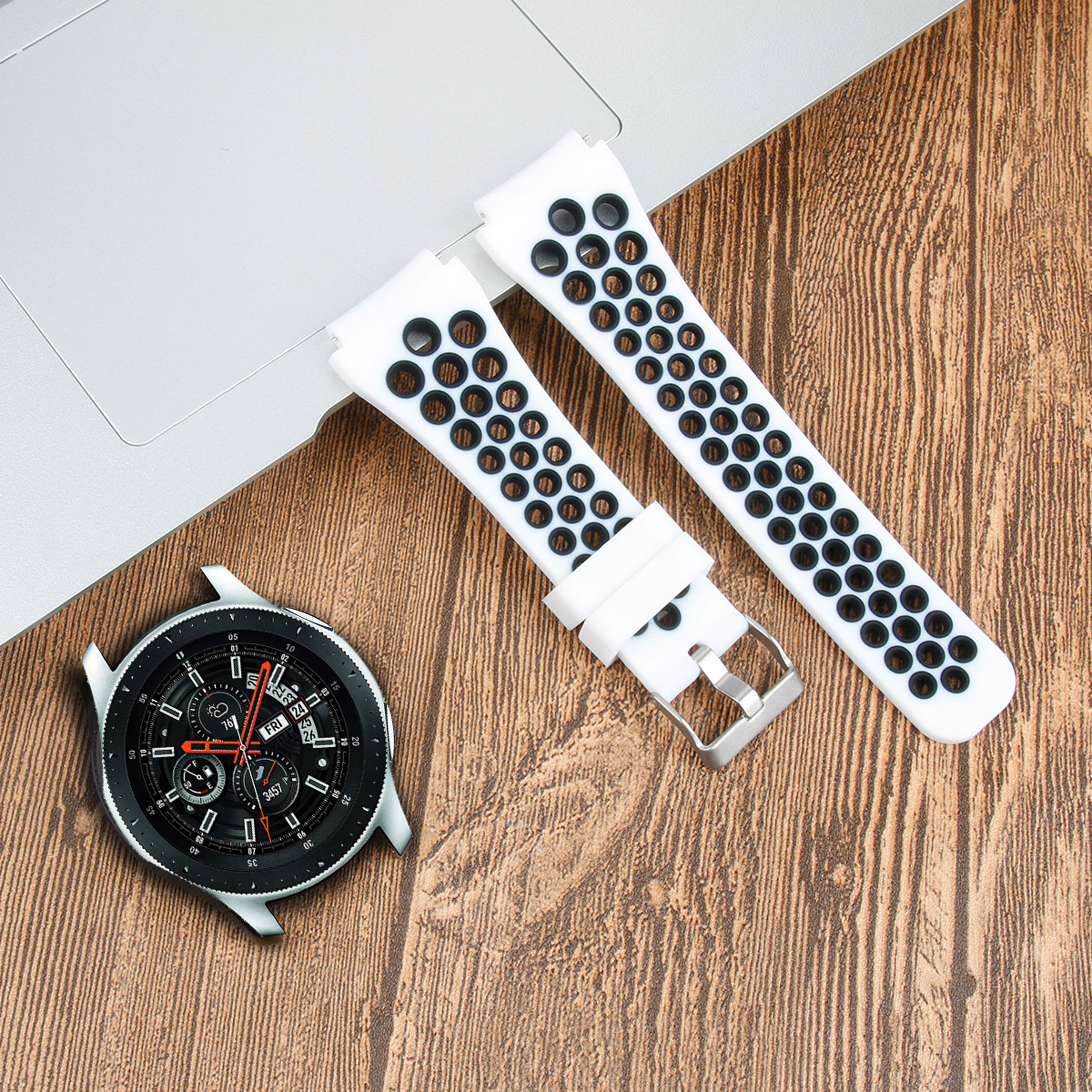 Picture of Suitable for Samsung Watch Strap Sm-R800 Official Same Watch 1St Generation 22mm Huawei Universal Two-Color Silicone Strap