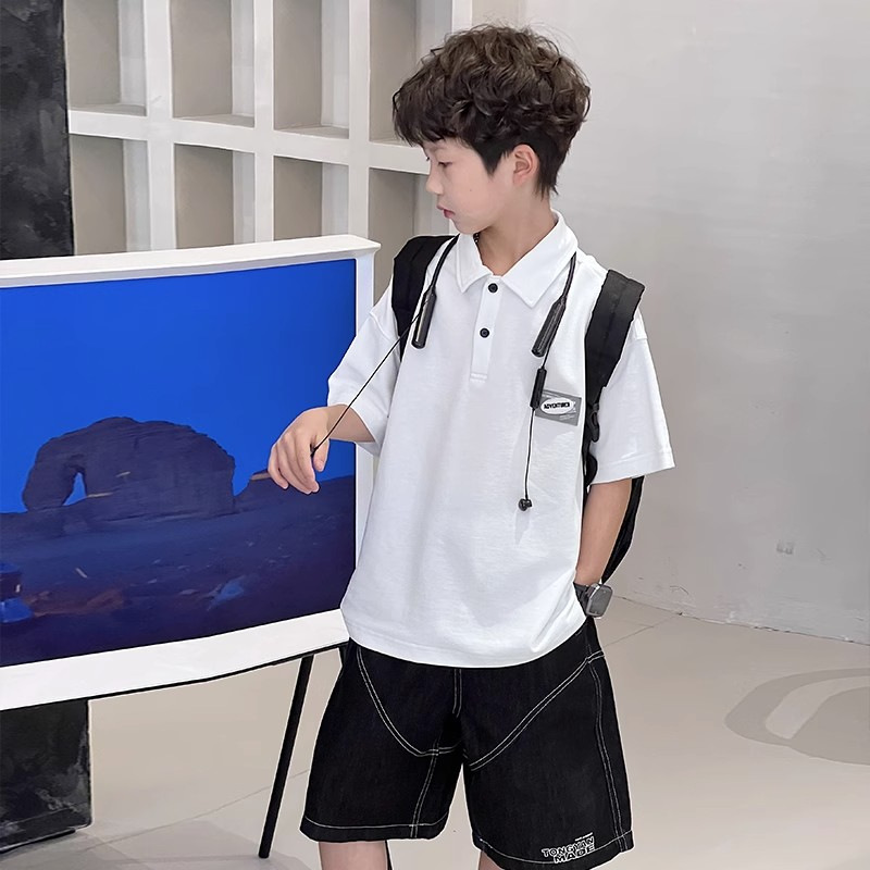 Picture of Children's clothing Boys' short-sleeved T-shirt polo shirt Summer 2024 new summer medium and big children's summer cotton shirt fashion