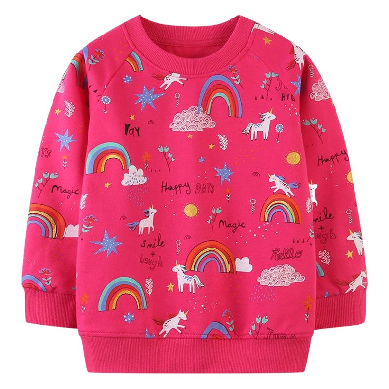 Cross-Border Supply Autum New Product Girls Terry Sweatshirt European and American Style Long-Sleeved Cartoon Sweatshirt for Children and Middle-Aged Children Round Neck Versatile