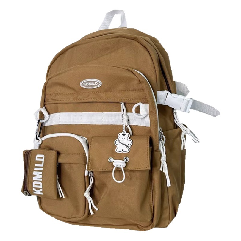 Korean-style Retro Tooling College Student Schoolbag High School Junior High School Student Simple All-match Backpack Large Capacity Backpack for Men and Women