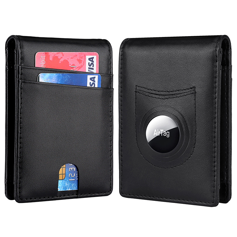 Picture of Amazon Anti-theft RFID Leather Wallet Airtag Apple Location Tracker Wallet Carbon Fiber Gold Clip Men