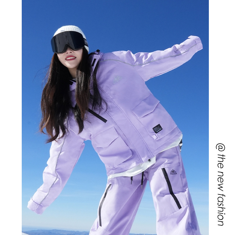 [Qi Shang Lin] 24 Autumn and Winter Four Seasons Green Couple Waterproof Cold-proof Ski Suit Men's and Women's Reflective Strip Warm Thickened