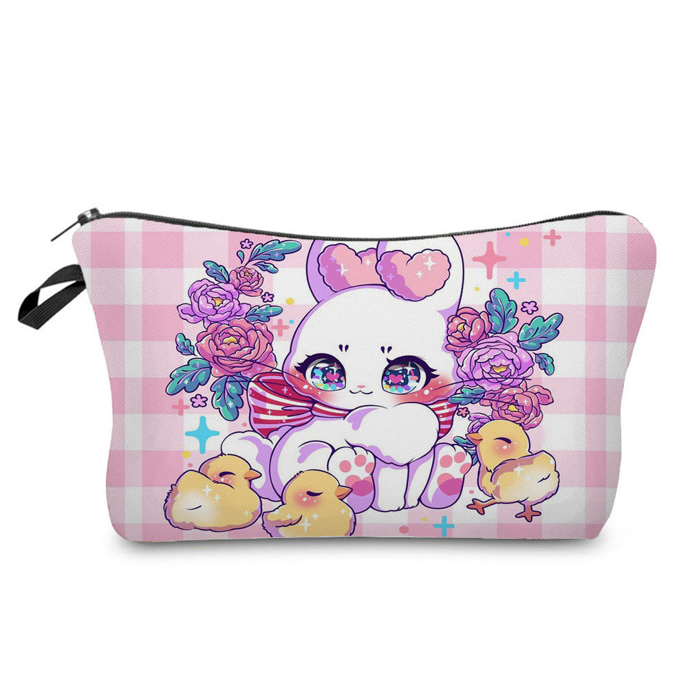Picture of Trendy cartoon new rabbit printed cosmetic bag fashionable cute drop-resistant storage bag large capacity wash bag