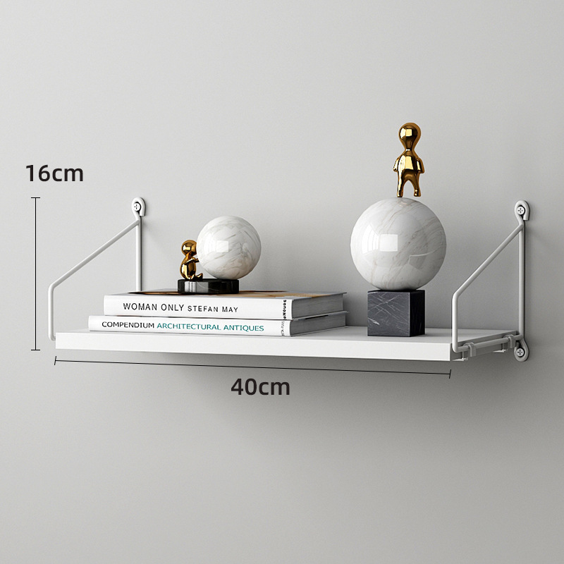Picture of No-Drill Solid Wood Wall-Mounted Shelf, Straight Partition, Wall-Mounted Bookshelf, Bedroom Decorative Wall Storage