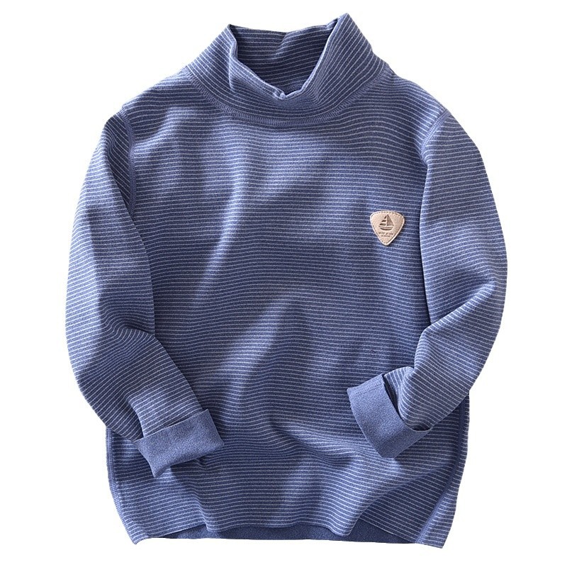 Picture of Boys' Long-sleeved T-shirt Autumn and Winter 2024 Mid-large Children's Half-high Neck Velvet Top Thickened fleece-lined Children's Base Shirt