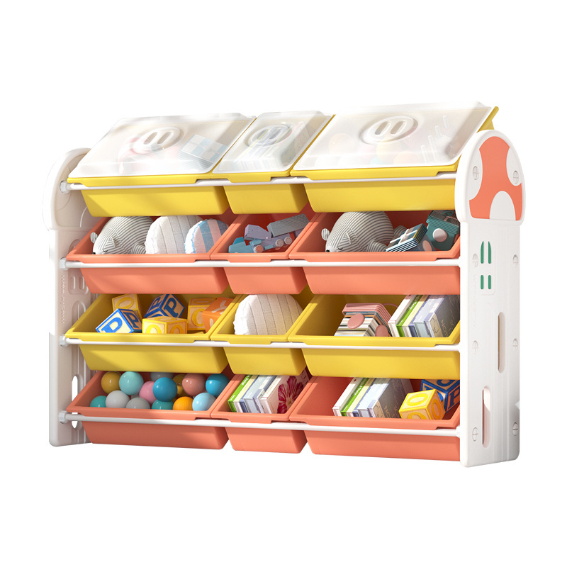 Picture of Children's Toy Storage Rack with Lid Baby Picture Book Bookshelf Organizer Box Multi-layer Storage Shelf Artifact Locker