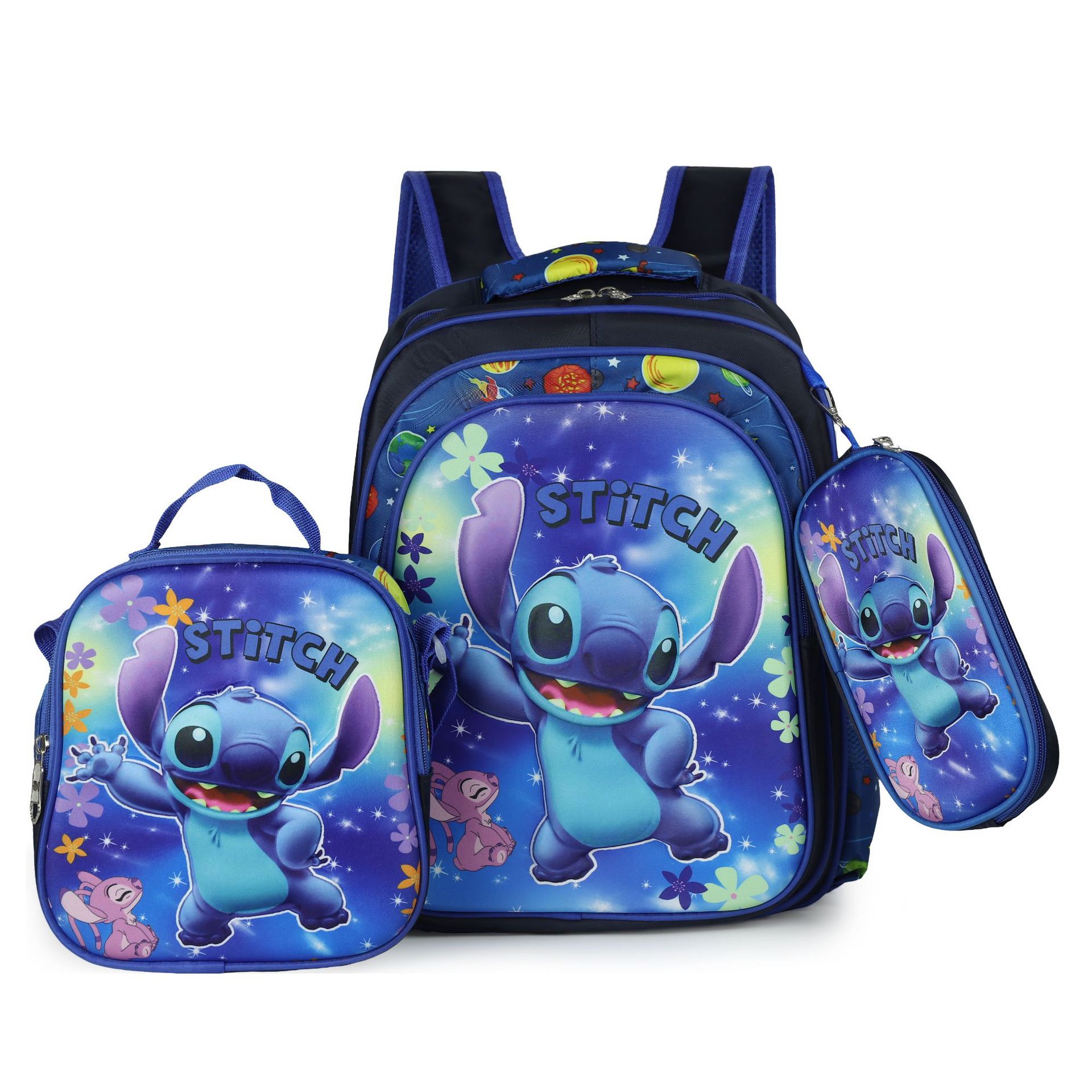 Picture of Cross-border three-piece children's schoolbag 16-inch sleeved pull rod large capacity 3D hard shell labubu kindergarten schoolbag