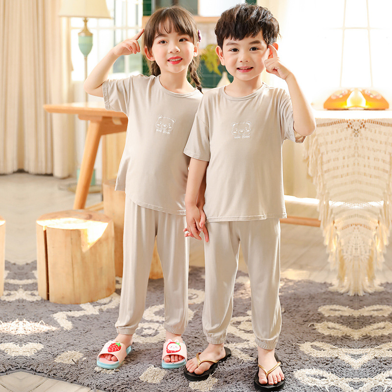 Picture of Summer new children's home clothing set modal boys and girls short sleeve pants set a generation of hair