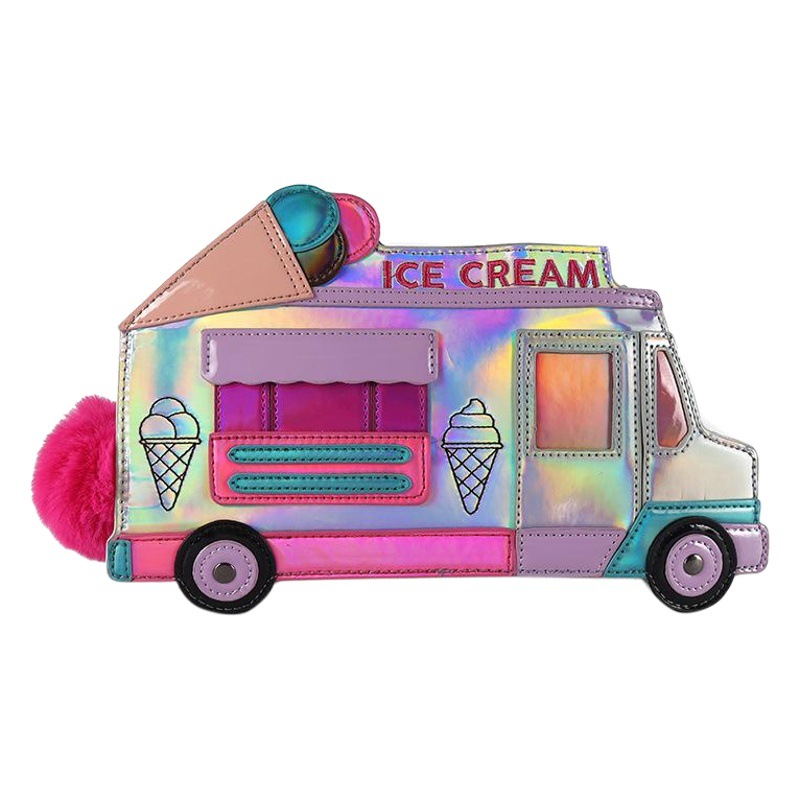 Wholesale foreign trade new European and American fashion creative ice cream car messenger bag funny personality colorful laser women's bag