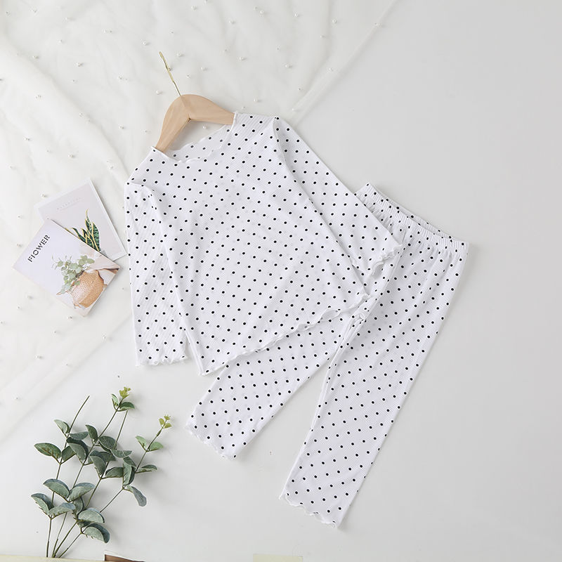 Picture of Baby's Pajamas Spring and Autumn Long Sleeve suit Dot Western Style Girls' Trousers Two-Piece Home Clothes Children's Air-Conditioned Clothes