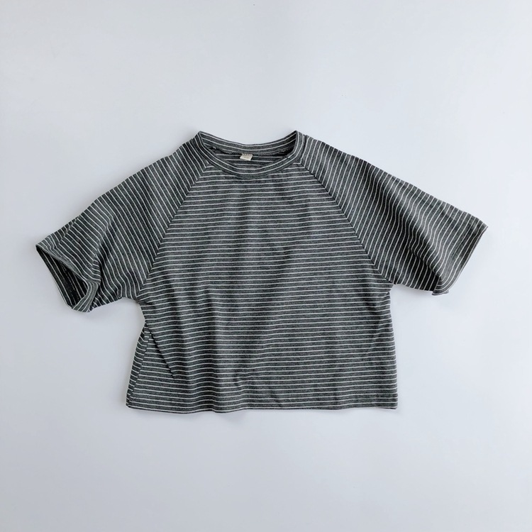 Picture of South Korea Children's Wear Summer Children's Korean-style Basic Striped T-shirt Short Sleeve Half Sleeve Thin Round Neck Middle Sleeve T for Boys and Girls