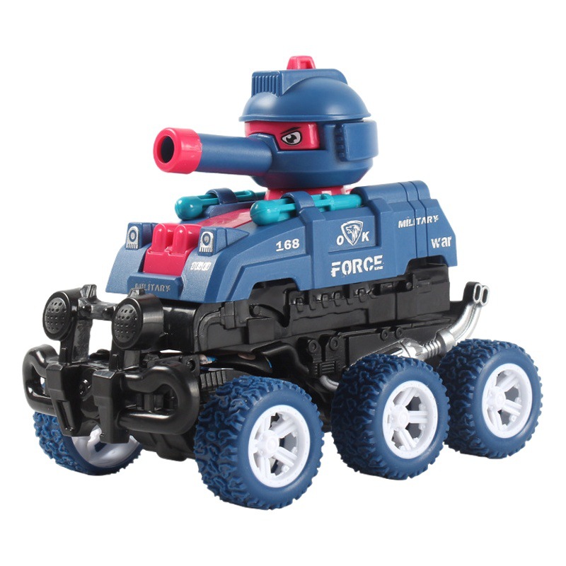 Shake the same collision deformation can launch tank six-wheel inertial off-road vehicle wholesale tank stall toys