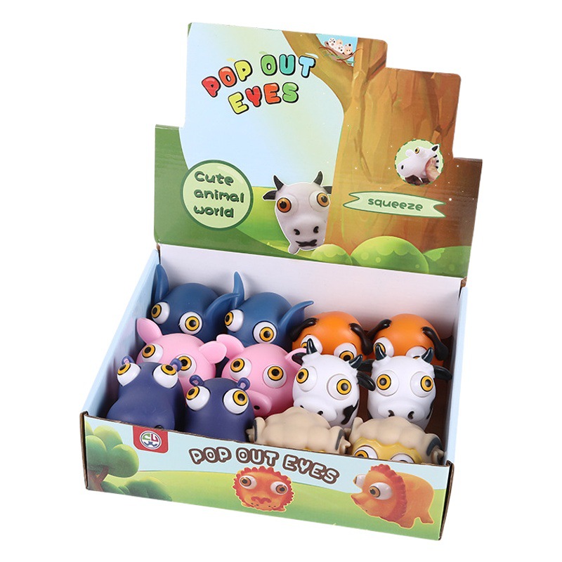 Cross-border cartoon factory direct decompression animal squeeze doll decompression pinch music stare eye vent toy