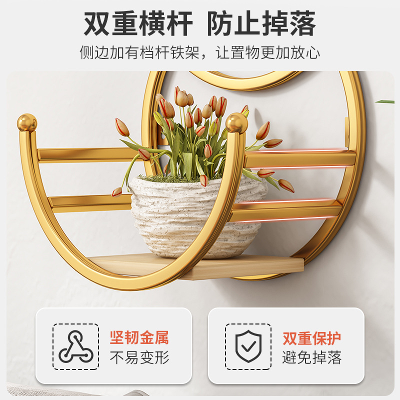 Picture of Wall-mounted Flower Rack for Living Room Balcony Ironwork Punch-free Green Rose Fleshy Flower Pot Plant Flower Shelf