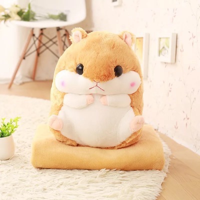 Picture of Hamster Cartoon Pillow Blanket Car Pillow Quilt Dual-purpose Cushion Quilt Large Air-conditioning Quilt Pillow Coral Fleece Blanket