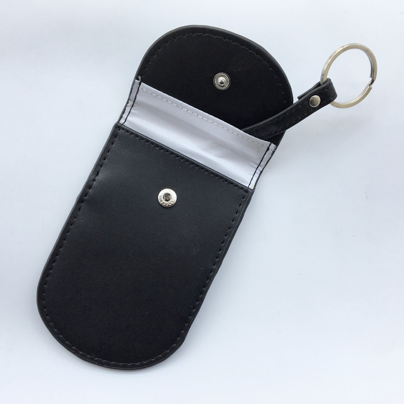 Picture of New genuine leather RFID electromagnetic shielding key bag car key signal shielding bag anti-theft bag anti-magnetic scanning