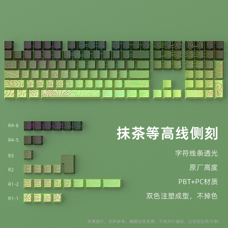 Picture of Original height contour terrain PBT thermal sublimation side engraved transparent keyboard keycap personalized creative diy customized