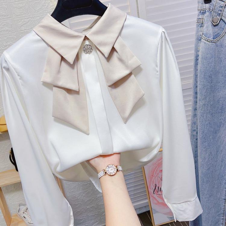 Picture of Small bow tie doll collar shirt women's autumn temperament OL fashion base shirt loose drape ribbon sweet top