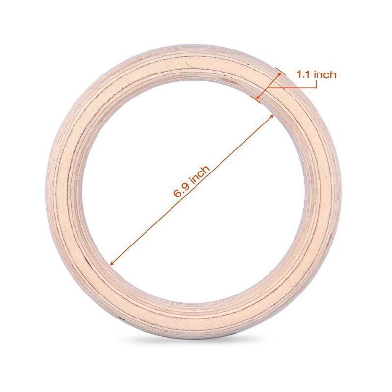 Picture of Wooden rings indoor fitness rings suit gymnastics rings household sports pull-up rings adjustable rings
