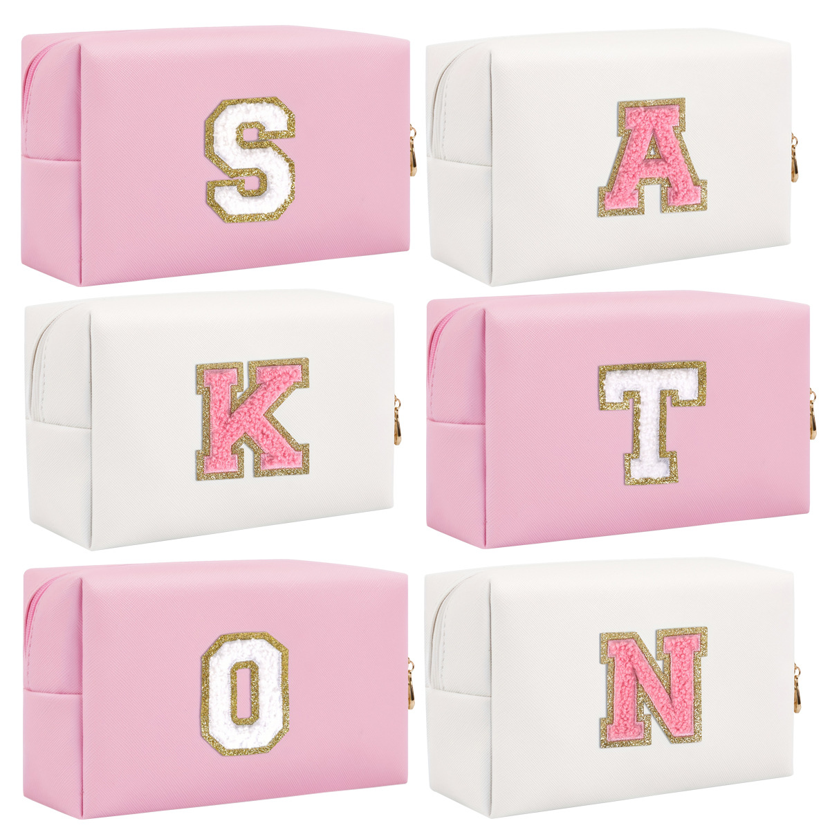 Factory direct cross-border explosion cosmetic bag pu towel embroidered letter storage bag waterproof wash bag travel overnight bag