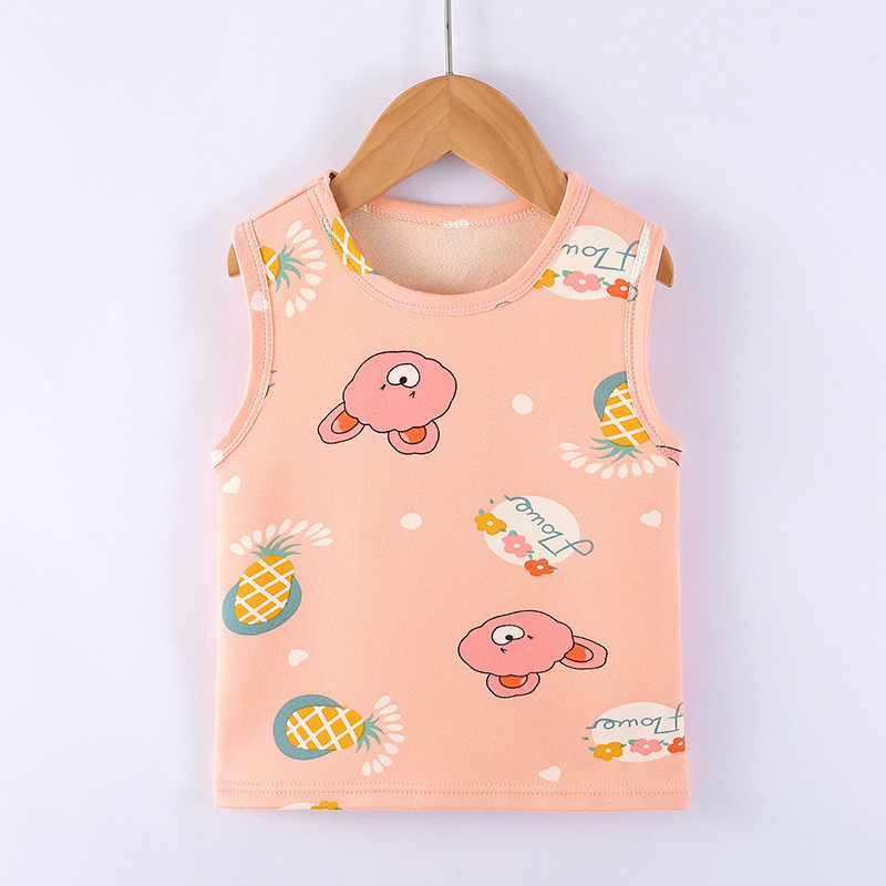Picture of Children's fleece-lined Vest for Autumn and Winter 2024 Boys and Girls Thickened Warm Base Vest Children's Vest Baby Sleeveless Corner